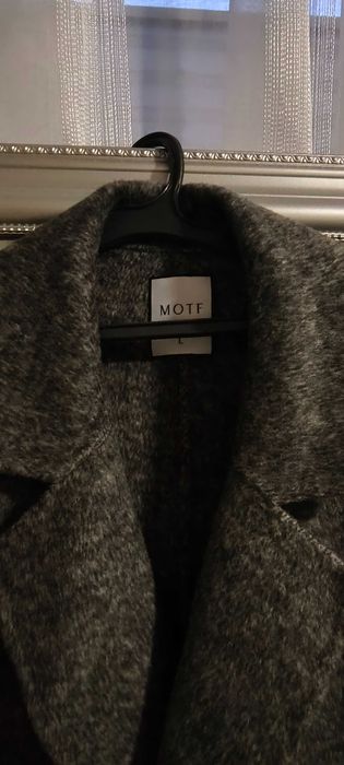 Дълго вълнено палто сив меланж, размер L - XL