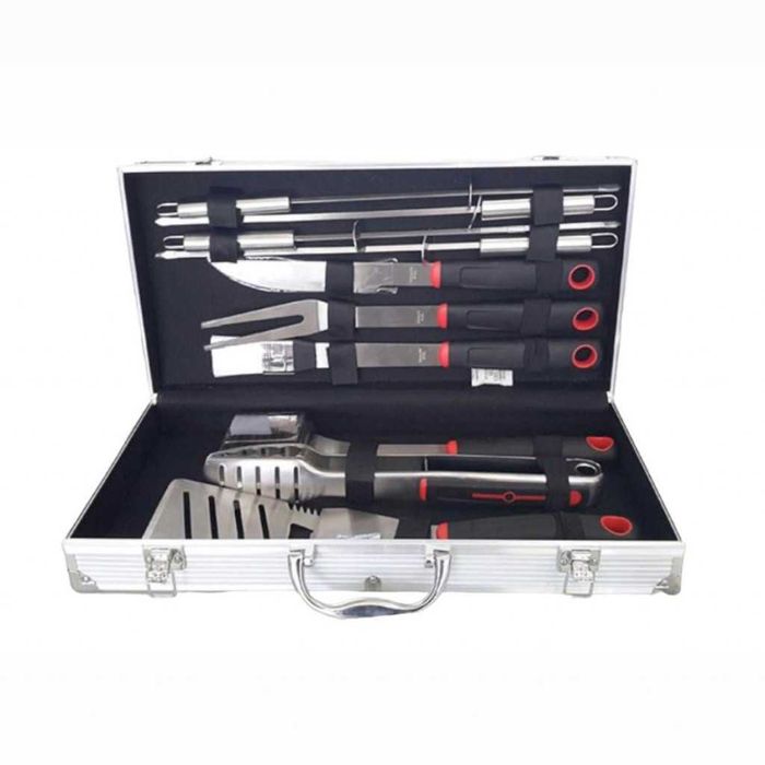 Луксозен комплект от 11 инструмента за барбекю в алуминиев куфар