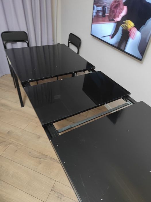 Стол раздвижной трансформер черный