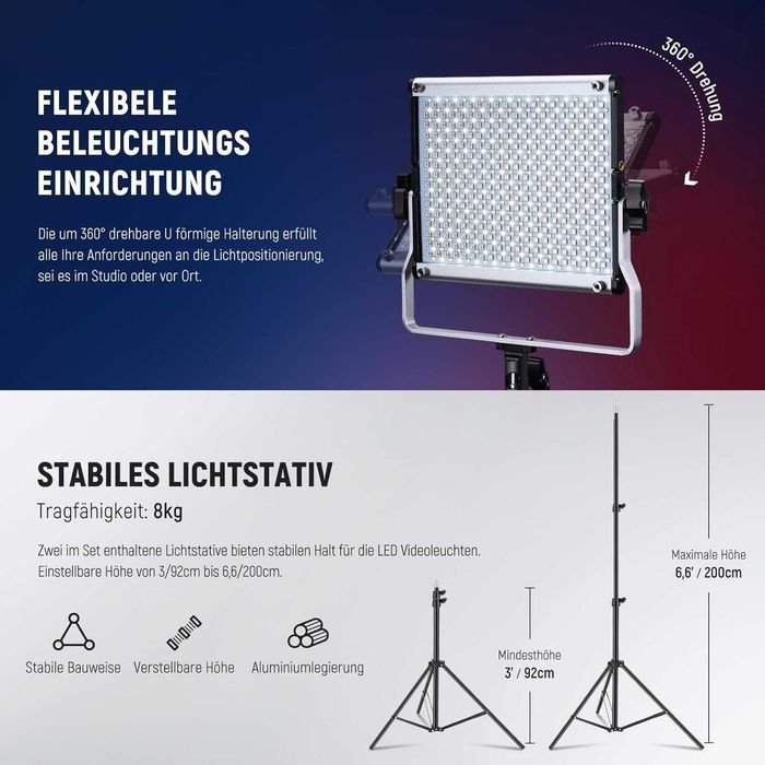 Kit 2 Panouri Neewer RGB PRO 660 leduri 50W + Accesorii