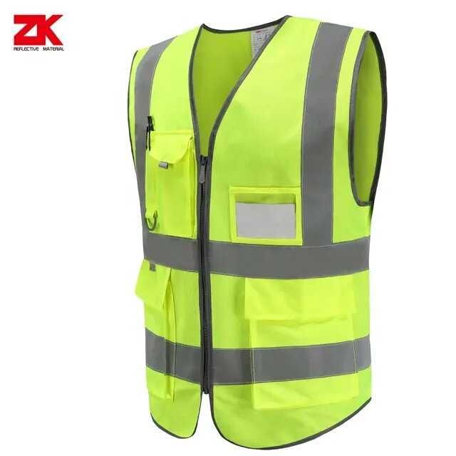 Светлоотразителни жилетки с джобове, Цвят-Жълт