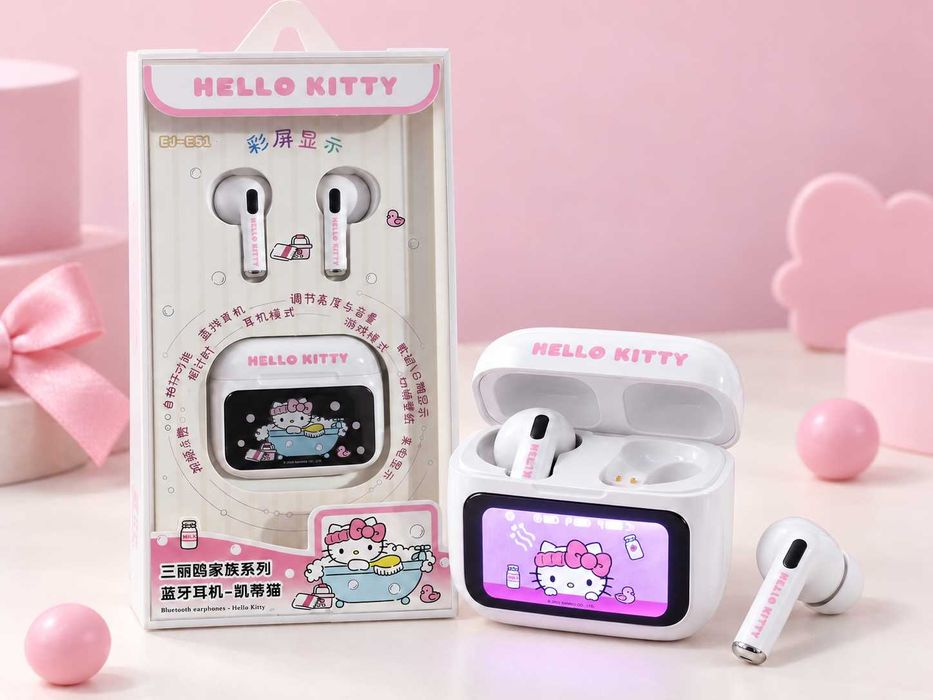 Căști Bluetooth Hello Kitty, Bluetooth 5.4, afișaj color
