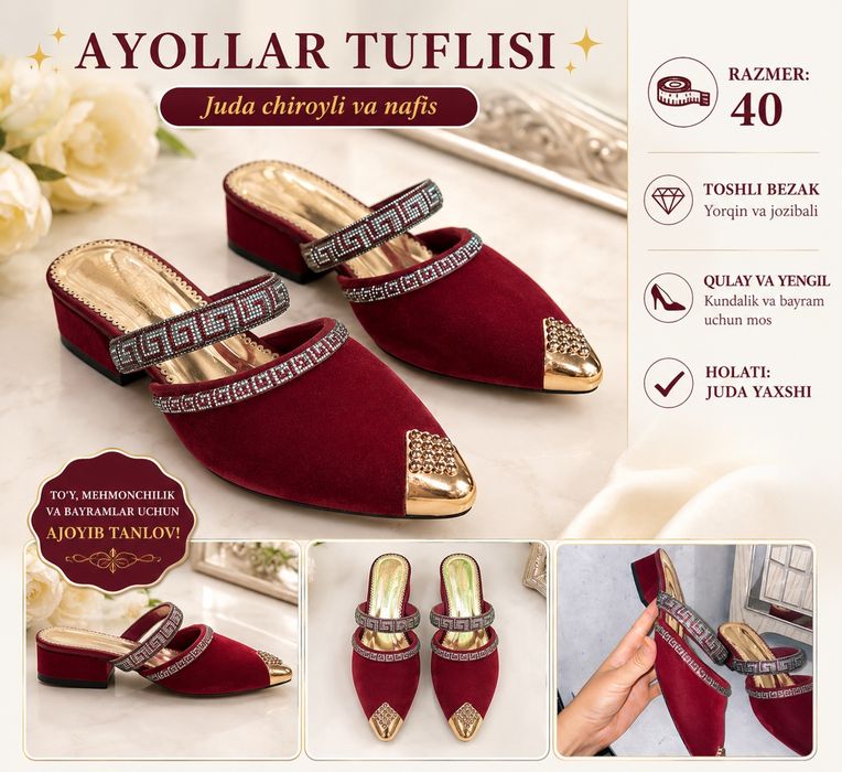 Kelinlar uchun qulay bejirim toshlar bilan bezatilgan chuda chiroyli