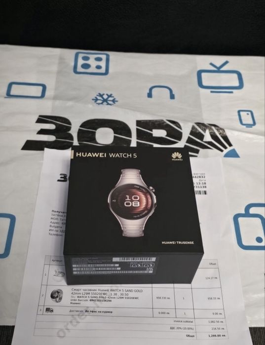 КАТО НОВ 42mm Huawei Watch 5 LTE Зора Гаранция 2027 SAND Gold Titanium