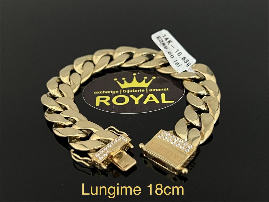 Bijuteria Royal CB : Bratara stil Cuban aur 14k 16,63gr