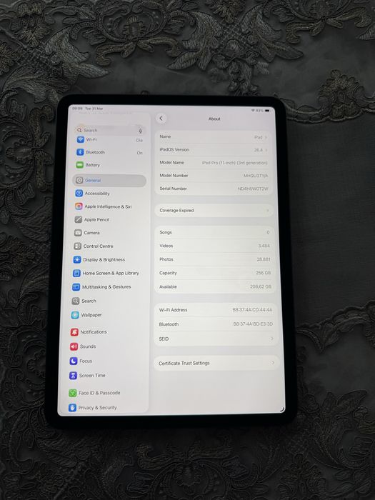 iPad Pro 11”, 256gb, space gray + pencil
