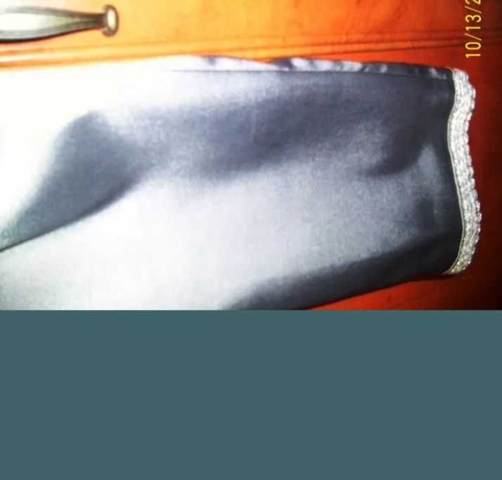 Pantaloni saten elastic cu bluza mar M