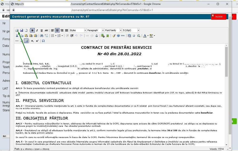 Aplicatie pentru evidenta lucrari de cadastru si documente