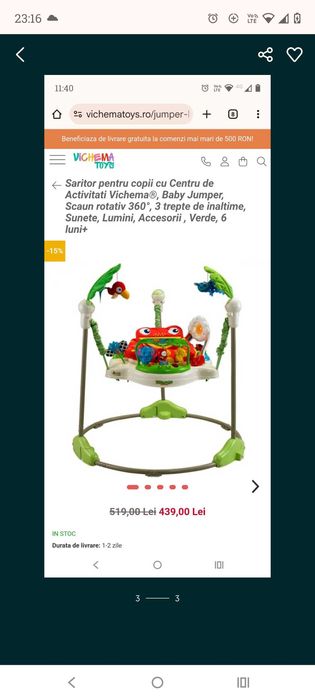 Balansoar electric și jumber interactiv pentru bebeluși