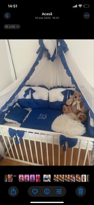 Vand patut cu saltea + set de pernite aparatoare +baby nest