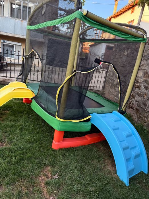 Голям батут Chipolino - Playground, с пързалка, 200 cm, зелен