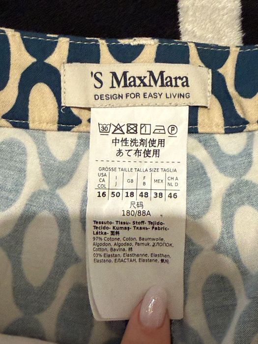 Pantaloni Max Mara lungi drepti L albastru crem