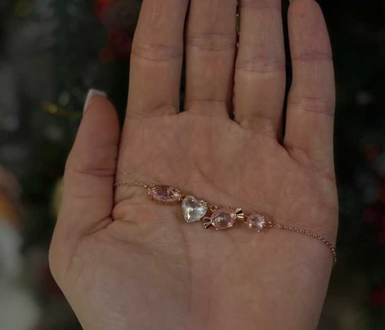 Колие на Сваровски  - Gema attract heart  candy pink