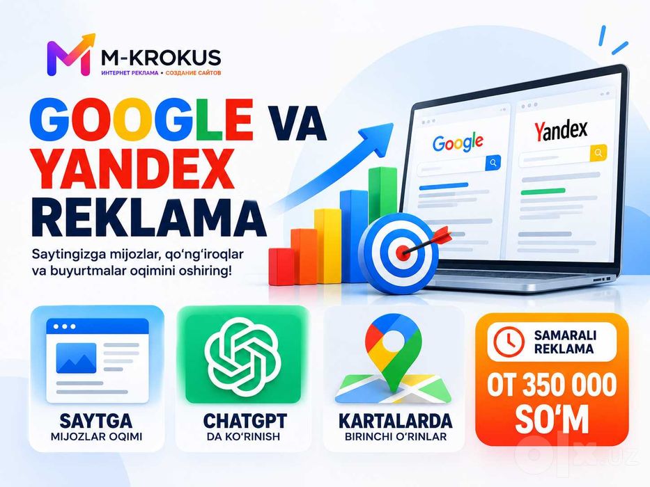 Google va Yandexda reklama - 900.000 so`m