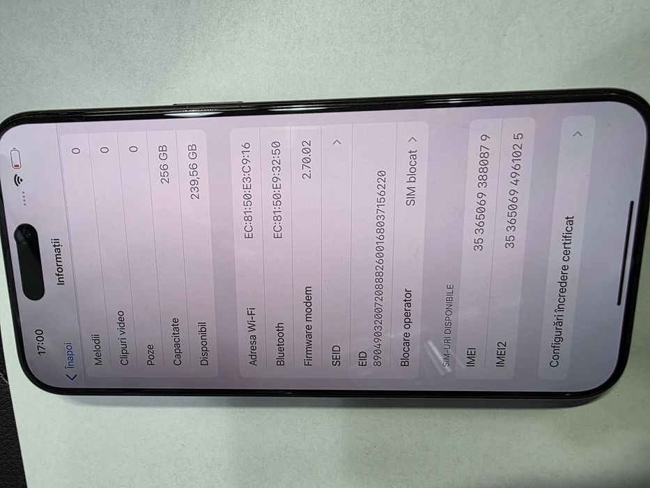 iPhone 15 Pro Max Black 256GB Liber de retea Stare IMPECABILA