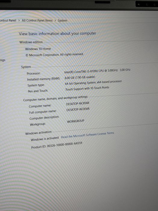 Hp core i3 8chi avlod ideal holatda