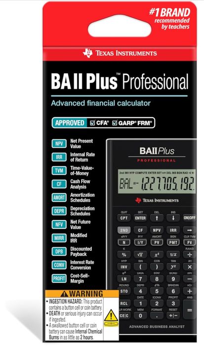 Texas Instruments BA II Plus Professional Financial CFA, FRM