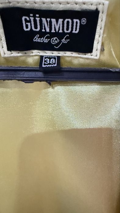 кожено яке естествена кожа бежаво и черно