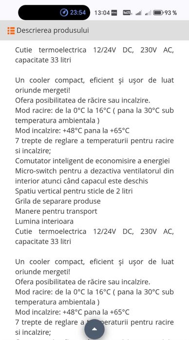 Lada frigorifica Dometic TropiCool TC35 33L racire:0°C la 16°C incalzire:48°C la 65°C noua sigilata