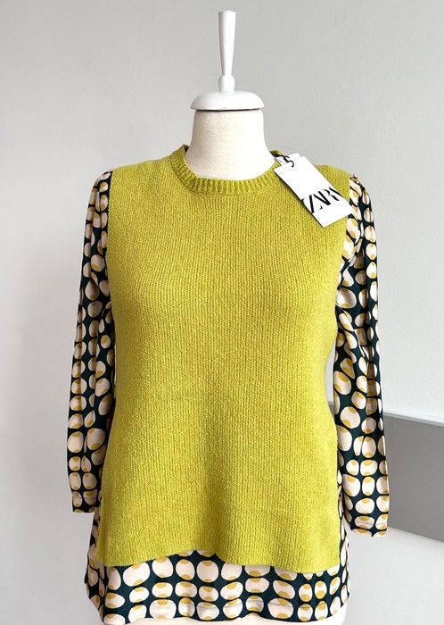 Нов интересен изрязан топ плетиво Zara и страхотна туника на точки С/М