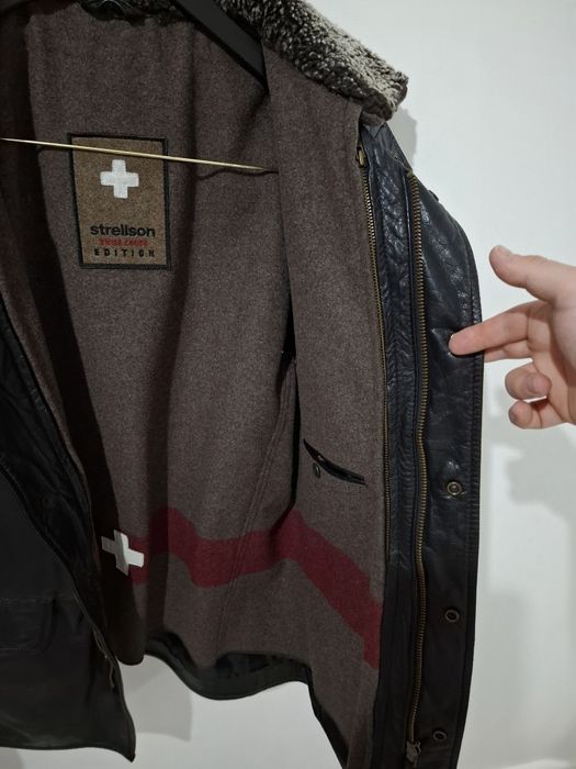 Geaca piele bărbați Strellson Swiss Cross Edition mărime M neagra