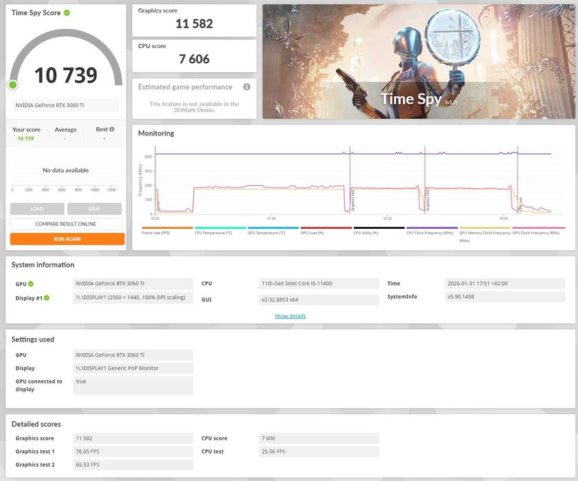 PC Gaming i5-11400, RTX 3060 Ti, 32GB RAM, 512GB SSD + 2TB HDD, WiFi