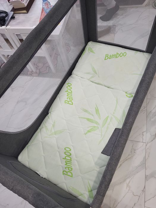 Бебешка кошара с две нива Kindercraft Joy full в сиво и розово