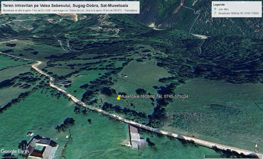 Teren intravilan pe Valea Sebesului, Sugag-Dobra, Sat-Musetoaia