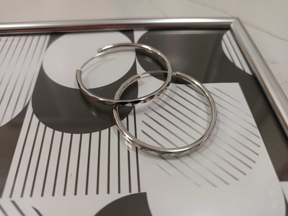 Сребърни обеци, кръгли обици 4см