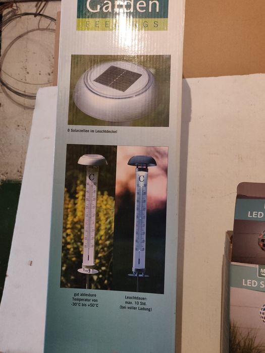 Termometru cu lampă solara si lampi solare pt. grădină