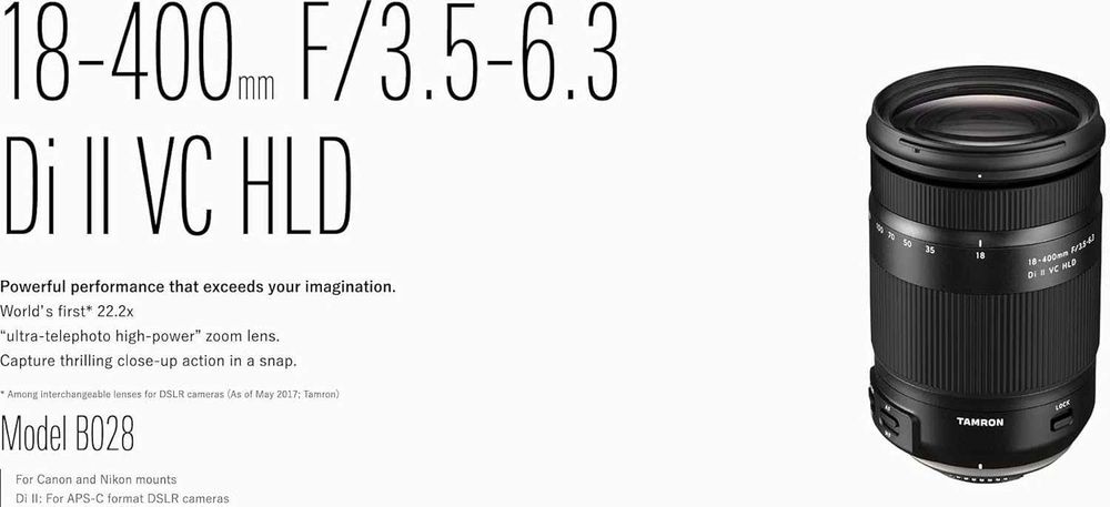 Obiectiv Tamron 18-400mm DSLR F/3.5-6.3 Di II VC HLD pt Canon,sigilat