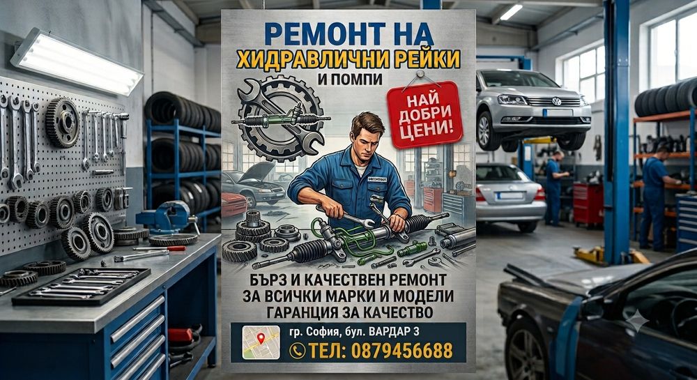Ремонт на механични, хидравлични,електрически  кормилни рейки и помпи. Секторни кутии. Най добри Цени!
