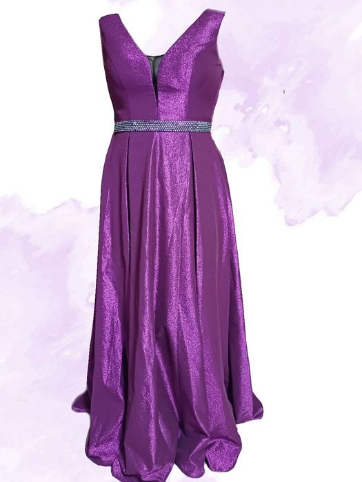 Rochie lungă mov sclipitoare de bal