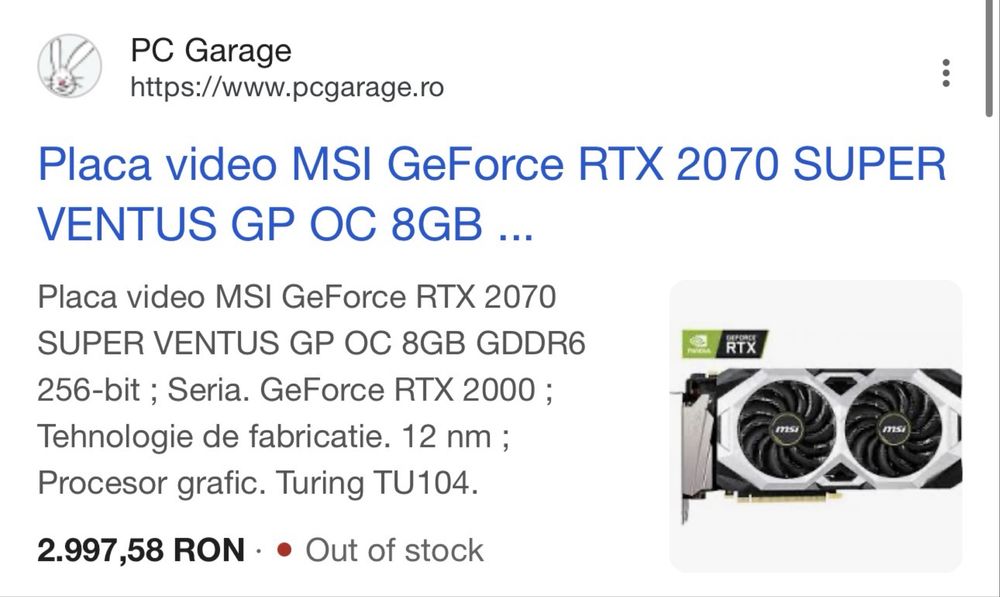 MSI GeForce RTX 2070 SUPER Ventus