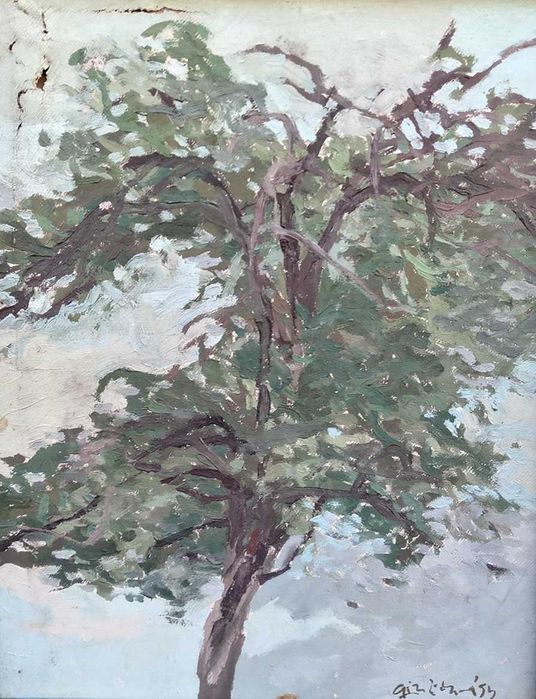 Tablou vechi - arbore - semnat Constantin Raducan