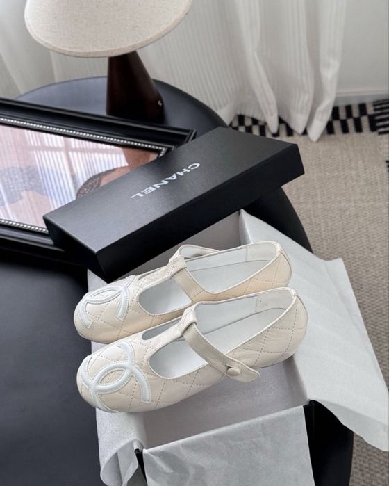 Balerini Chanel invory premium  piele naturala pe comanda
