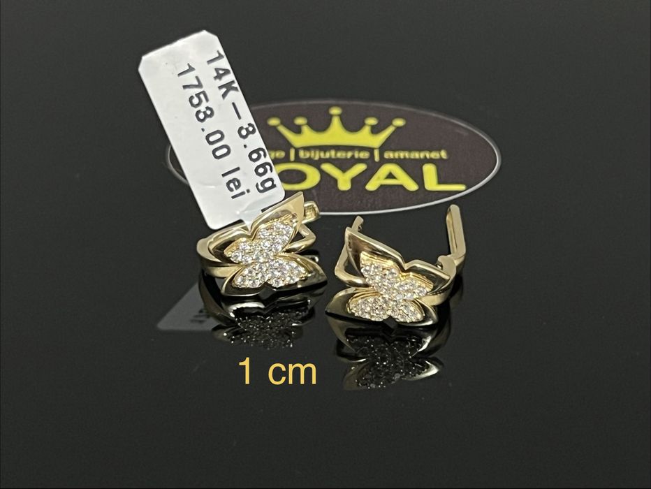 Bijuteria Royal CB : Cercei fluturi  dama aur 14k 585   3,66 grame