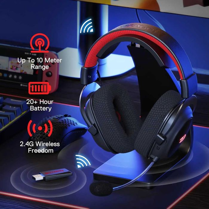Игровые наушники Redragon H510 Zeus PRO 3вида подключения звук7.1