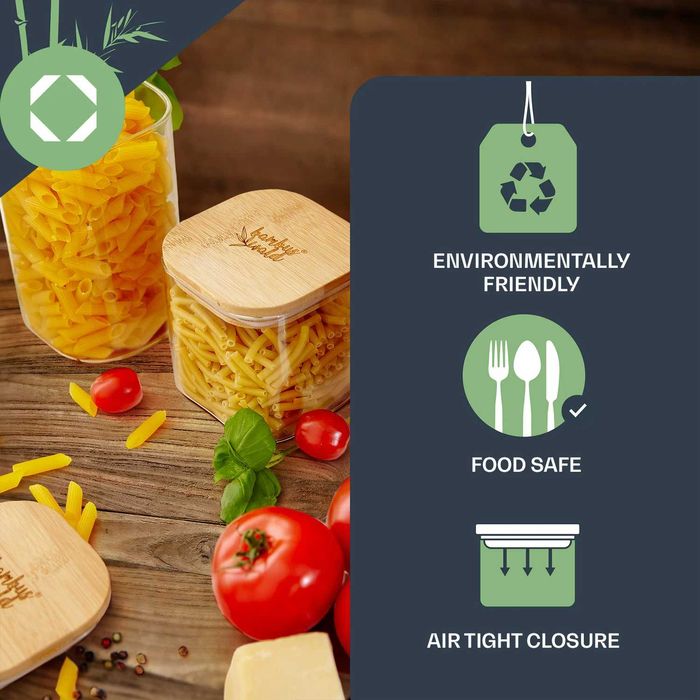 Recipiente premium pătrate cu capac din bambus KLARSTEIN (2,895 RON)