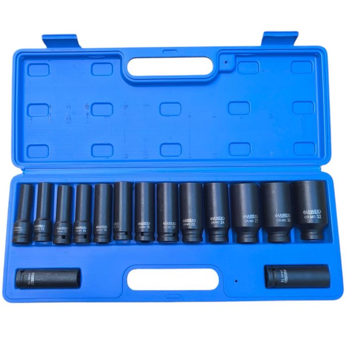 Комплект Удаарни вложки  1/2″ УДЪЛЖЕНИ 12 стенни , 15 ЧАСТИ HAWEK