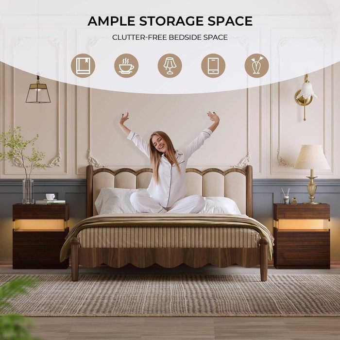 Нощно шкафче с LED oсветление с 3 чекмеджета