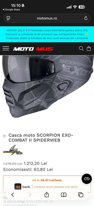 Casca moto SCORPION EXO-combat II Noua