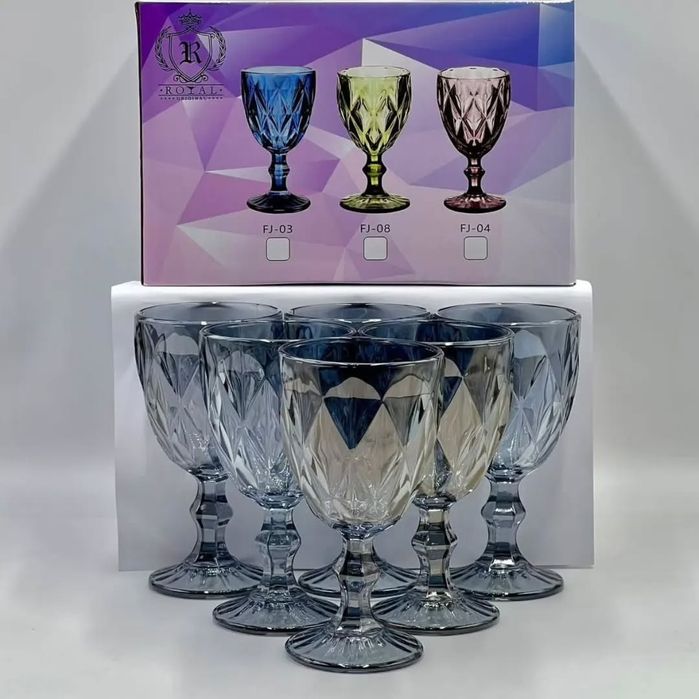 Фужеры из цветного стекла, 6 шт