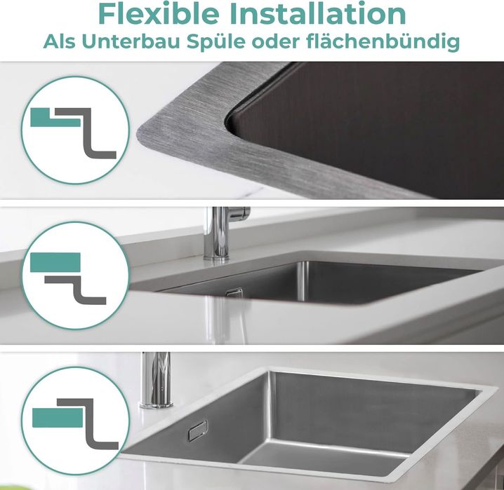 40х40см Кухненска мивка за вграждане от неръждаема стомана + сифон