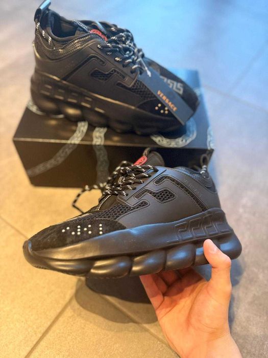 #SUMMER SALE# Sneakers Versache Chain Reaction Triple Black Adidasi Sport Versace Chain Incaltaminte Sport Versache Chain Negru - Predare Personala