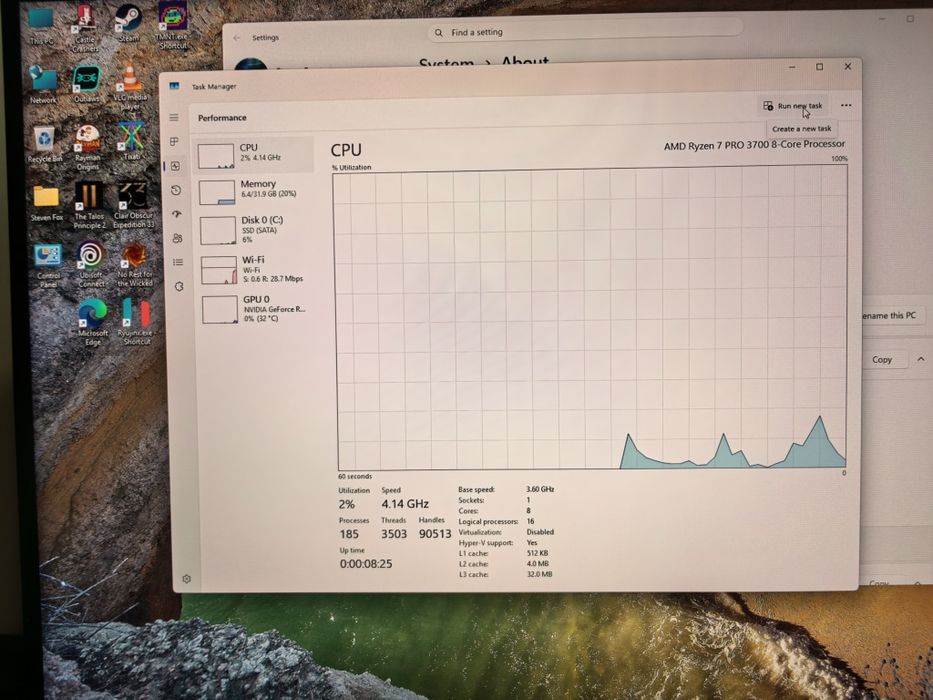 Ryzen 3700, 32GB RAM, GEFORCE RTX 3050, 500GB SSD