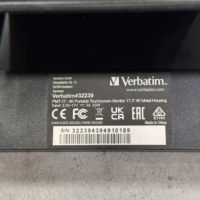 Монитор 17.3' Verbatim PMT-17-4K Portable Touchscreen 32239