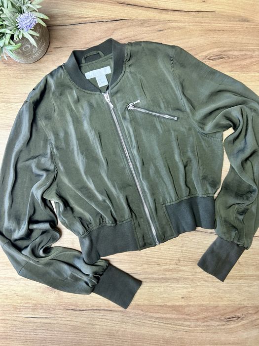 H&M Jachetă Bomber, Verde Kaki, 100% Poliester, Mărimea 6 (EUR 36)