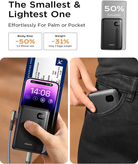 Миниатюрный power bank Ainope 10000 mAh 20W PD