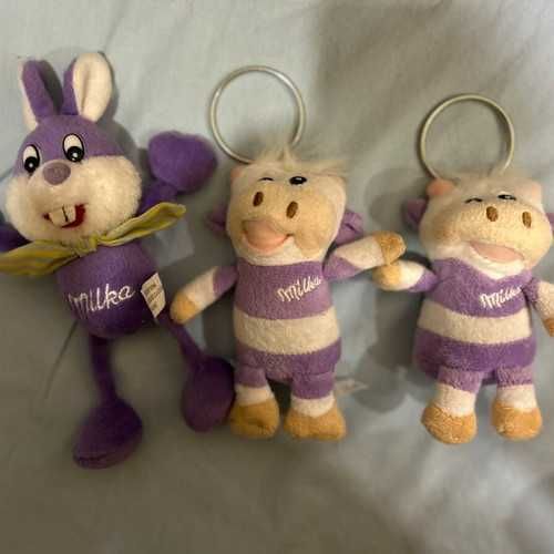 Milka плюшени играчки като нови, комплект от три с ключодържатели